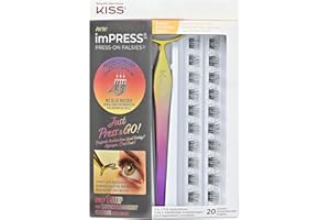 ‎KISS KISS imPRESS Falsies Press On Lashes Selbstklebende Wimpern 1-Step, Natural Volume, Schwarz, Kein Kleber erforderlich, Wimpernverlängerung DIY, 20 Wimpernbüschel und Applikator – Natural