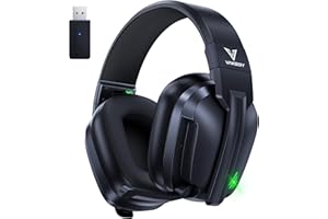 Vakedy HW11 Wireless Gaming Headset für PC/PS4/PS5/Mac/Switch,PS5 Headset Wireless mit Bluetooth Mikrofon USB,Bluetooth Headset,Headset Mit Mikrofon Geräuschunterdrückung,50H+ Akkulaufzeit - Schwarz