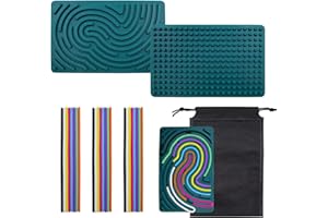 OMJMYY Sensorik Activity Board Silikon Sensory Activity Board Montessori Spielzeug Doppelseitiges Aktivitätsbrett mit Reisetasche & 24 Strings Beruhigung ADHD Autismus Spielzeug für Kinder (Dunkelgrün)