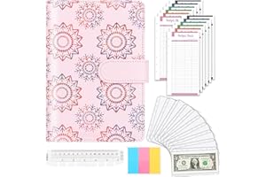 Money Saving Wallet with Cash Envelopes, BENUAN A6 Budget Binder Planner Set Money Organizer Ring Binder for Cash Saving,Pink