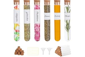 Mocraft 100 Mini Test Tubes with Laboratory Glass Corks 16 x 100 mm Small Transparent Test Tubes for Flowers Bath Salt Sweets Including 2 Funnels and 130 Labels