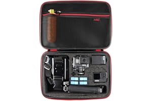 HSU Housse de Transport pour GoPro, intérieur éponge Compatible avec Hero 12/11/10/9/8/7/6/5/4/3+ et Accessoires (Grand,Rouge)