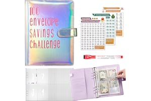 Yootiko Challenge Lot de 100 enveloppes format A5 avec enveloppe transparente et boutons magnétiques avec marqueur pour tableau blanc effaçable Convient pour la maison, les couples, l'école, etc