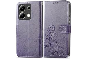 RankOne Funda de Cuero para Redmi Note 13 4G (6.67" Inches), Carcasa Wallet con 3 Ranuras para Tarjetas 1 Bolsillo para Monedas - Morado Oscuro