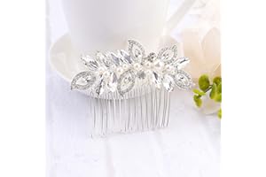 Chargances Crystal Hair Combs for Women and Girls Wedding Bridal Vintage Hair Piece Pearl Jewelry (Silver)