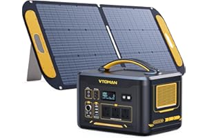 VTOMAN Jump 1500X Portable Power Station with 110W Solar Panel - 1500W/828Wh LiFePO4 Battery Solar Generator with 1500W Constant-Power, PD 100W Type-C, Capacity Expandable for Camping, Home Backup