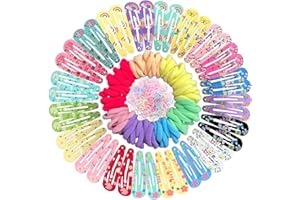 KEYRI 340 Stück Blumen Haarspangen und Haarklammer für Mädchen - Bunte Farbige Gummibänder Baby Haarschmuck für Kinder (40 Haarspangen+300 Gummibänder)