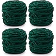 Knitting Wool Yarn 4 x 100g Multi-Colored Knitting Yarn for Crochet, Soft Chunky Yarn for Yarn Projects Making Plush Balls Handmade Bags Sweaters Shoes Hats Sweaters Blankets Scarves