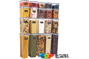 YASHE 20 Pezzi Contenitori Ermetici per Alimenti, Contenitori per Alimenti Plastica, Senza BPA, con Coperchio, Contenitori Cucina di Cereali, Muesli, Farina