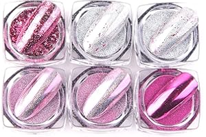 Pure Vie Polvo Uñas Efecto Perlado, 6Colores Dip Powder Nail Kit Pigmentos para Uñas Cuerpo cara Cabello, Nail Art Bricolaje en Casa Salón