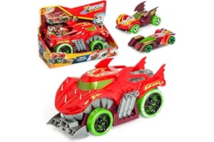 T-RACERS T- Racers Mix 'N Race Squad Launcher Dragon – Camión dragón Que se transforma en Lanzador. Incluye 2 vehículos exclusivos, Zona para lanzar vehículos y Zona para Transportar 2 vehículos