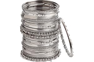 ZENEME Jewellery Traditional Silver Plated Oxidized Bracelet Bangles Set for Girls and Women