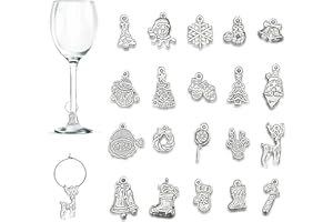 CNYMANY 30 pcs / 20 pcs Charmes de Verre à Vin, Alliage de Zinc Noël Étiquette de Marqueurs de Boisson de Gobelet avec Boucle Conception pour Noël Cocktail Champagne Soirée Dégustation Fournitures Cadeaux