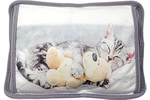 BullTek Borsa Acqua Calda Elettrica 26x19cm 500W – Scaldino Senza Fili Riscaldante Rapido, per Mani, Schiena, Pancia e Piedi, Sollievo Dolori Mestruali e Muscolari, Design Gatti Mici (Orsetto DX)