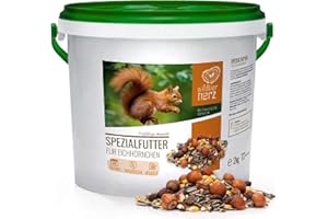 wildtier herz Artgerechtes Eichhörnchenfutter 2kg für Eichhörnchen und Streifenhörnchen I Ganzjahres Futter für Eichhörnchen I Streifenhörnchen Futter