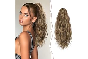 Sofeiyan Coleta Postiza Pelo Natural con Pinza, Rizado Cola de Caballo Postizos Extensiones de Cabello Sintético Extensiones Coleta Postizos de Pelo Coleta para Mujer, Castaño Claro y Rubio