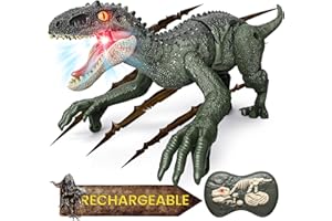 Tecnock Mini Remote Control Dinosaurs, Dinosaur Toys for Boys Age 3 4 5 6 7 8+, 2.4GHz One-Key Demo Dinosaurs, Kids Toys Gifts for Birthday and Christmas
