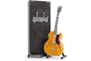 AXMAN John Lee Hooker - Réplica de guitarra en miniatura - Regalos musicales - Escala ornamental hecha a mano 1/4 - Incluye caja de exhibición, etiqueta de nombre y soporte de guitarra en miniatura