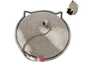 WUMEIJIAJU Cat Scratcher Mat, Cotton Rope Cat Scratch Pad, Round Horizontal 16.9'' Scratching Pads for Indoor Cats, Furniture Protector for Floor, Wall, Couch, Carpet, Sofa, Black