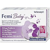tetesept Femi Baby - 16 Nährstoffe für Kinderwunsch, Schwangerschaft & Stillzeit - Vitamine & Mineralstoffe wie Folsäure…