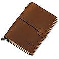 WANDERINGS Small Travelers Notebook A6 Refillable Leather Travel Journal, Hand- 17x13cm (A6) - Crafted Genuine Leather - Perfect for Writing, Poets, Travelers, as a Diary - Blank Inserts