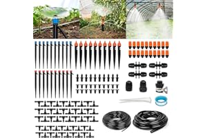 OAHAO 240FT Drip Irrigation System Kit, Automatic Garden Watering Misting System with 1/2 inch Hose 1/4 inch Distribution Tubing Drip Emitters Drip Spray 2 in 1 Nozzle for Greenhouse, Yard, Lawn