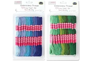 ROMCADE 24Pcs Embroidery Threads 6 Strands Cross Stitch Polyester Cotton 26ft Embroidery Floss Ideal for DIY Hair Wraps Sewing Cross Stitch Embroidery Friendship Bracelets Kid's Crafts (Blue & Green)