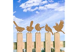 PKPKAUT 5 Stück Rost Vogel Gartendeko für Draußen Herbstdeko Outdoor, Garten Deko Rost Metall Vögel Gartenstecker mit Schraube, Rost Deko für Garten, Balkon & Terrasse