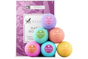 ‎ECLAT SKINCARE 100% NATÜRLICHes Badebomben-Geschenkset 6er-Pack mit ätherischen Bio-Ölen für einen prickelnden & entspannenden Spa-Tag - Parabenfreie/Sulfatfreie Schaumbadebomben für Kinder/Erwachsene/Damen/Baby
