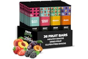 Fruit Snacks by Zest Delites, Dried Fruit Leather Bars, Healthy Snacks for Adults, Vegan, Lavashak, Healthy Sweets, Blackberry, Strawberry, Peach, Plum, 25g x 36