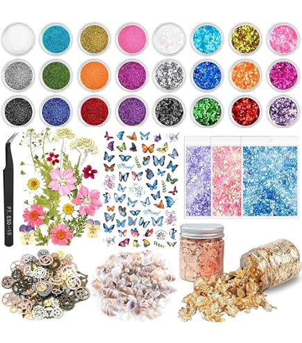 12 Grilles Paillettes Holographiques Papillon | Pour Résine Époxy, Nail Art