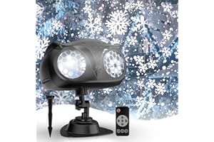 NACATIN Projecteur de Lumières de Noël, Projecteur de Flocons de Neige Résistant à l'Eau avec Télécommande et Minuterie, Flocons en Mouvement pour Décorations Intérieures et Extérieures, Fête Jardin