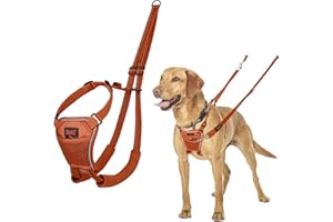 Harnais Anti-Traction HALTI - pour Que Votre Chien arrête de Tirer sur sa Laisse, Sangle de poitrail et des Pattes Avant rembourrée, Harnais pour Chiens de Taille Moyenne (Taille M, Orange Brûlé)