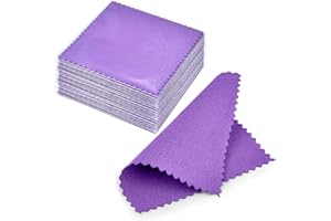 SEVENWELL 50pcs Jewelry Cleaning Cloth Dark Purple Polishing Cloth for Sterling Silver Gold Platinum Small Polish Cloth 8x8cm