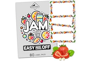 Jam Labels for Jars - 80 Easy Peel Off Jam Jar Labels, 67 x 45mm Self Adhesive Waterproof Jar Stickers with Easy Write Surface for Jams & Preserves by Innoveem