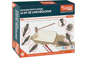 EXPLORA SCIENCES EXPLORA - Mumie i skamieniałości - Zestaw Archeologa - 542221 - Gips do wydrążania - Zestaw odkrywczy - Starożytny Egipt - Gra dla dzieci - Naukowa - Edukacyjna - Przygodowa - Dla dzieci od 5 lat