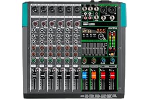 Depusheng PA6 Professional DJ Audio Mixer de 6 canales incorporada 256 tipos de efectos DPS admite 48V Potencia Phantom USB Bluetooth MP3 Recordación de computadora