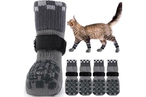 PUMYPOREITY 2 Par Katt Tassarskydd, Bomulls Lång Strumpa För Att Förhindra Tassar Slickning Antislip Katt Tassar Skydd Bekväm