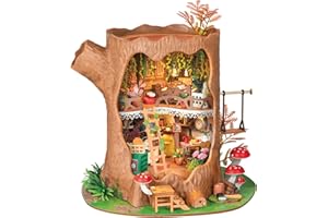 Rolife DIY Miniature House Kit Fairytale Tree House, 275-Piece Model Kit Dolls House for Teens Adults No Glue Needed, 3D Puzzle Mini House Building Kit 8-Hour Assembly Therapeutic Gift Home Decor