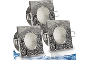 ‎TRENDLIGHTS24 trendlights24 Aqua Base Decken Einbaustrahler eckig IP65-3er Set ultra flach 50 mm LED Spots 5W 230V Neutralweiß - Chrom glänzend Bad Feuchtraum