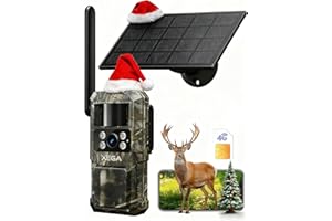 Xega 4G LTE Cámara de Caza Solar con Tarjeta SIM, Cámara Fototrampeo sin WiFi, 7800 mAh Batería, Visión Nocturna 950nm Infrarrojos Invisible, Audio de 2 vías, 0,2s Activación, IP66 Impermeable