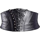 eBoot Cintura Larga Elastica Legato Corsetto Straccale Cintura con Bottone a Pressione, Nero