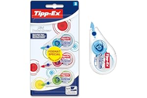 BIC Tipp-Ex Mini Pocket Mouse Rubans Correcteurs 6 m x 5 mm - Couleurs Fantaisies Assorties, Blister Format Spécial de 3
