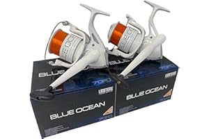 LIDSTERS FISHING SUPPLIES Lot de 2 grands moulinets de pêche en mer Bleu océan 7000FD