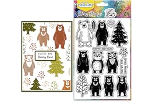 CHGCRAFT Transparent Stamp Bear Tree Transparent Craft Stamps per il Fai Da Te Scrapbooking Photo Album Decorativo, 6,3x4,3 pollici