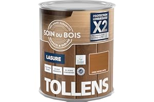 Tollens - Lasure - Ultra Résistante - Adhérence Renforcée - Protège et Décore - Protection Anti-UV - Technologie LONG-LIFE - Satin - Chêne Moyen - 1 L