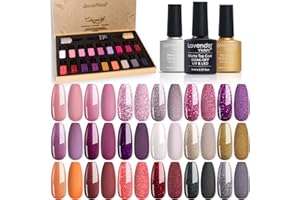 ‎LAVENDER VIOLETS Lavender Violets 21 Stück Gel-Nagellack- UV LED Soak Off Nail Polish Base,Matte,Top Coat Nägel Maniküresets Band Gold Glitzernd Christmas Greeting Gift Set Eleganz Herbst Schimmer Farben F985