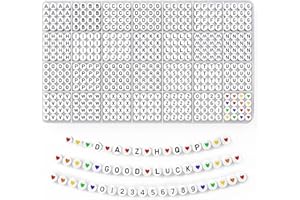 Dazhqp 1400 Stück Buchstabenperlen, 7mm Rund Buchstaben Perlen Set für Freundschaftsarmbänder Selber Machen Armbänder Halsketten Schmuck, Geschenk für Mädchen Erwachsene