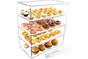 Cityjoy 4-Tier Commercial Bakery Display Case, 19.68"x 19.29"x 10.23" Pastry Display Case Countertop Display Cabinet Box for Bread Dessert Food Cookie Baking