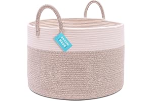 OrganiHaus bardzo duży czarny kosz na pranie | Kosz na pranie | Duży pleciony kosz do przechowywania | Kosz na buty i koce | Kosz do przechowywania zabawek dla dzieci 50x33cm - Brązowy